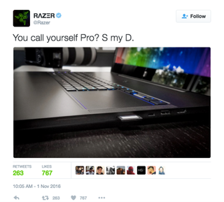 Imagen: Razer (Twitter). Al momento de publicar este artículo el tweet no ha sido borrado.